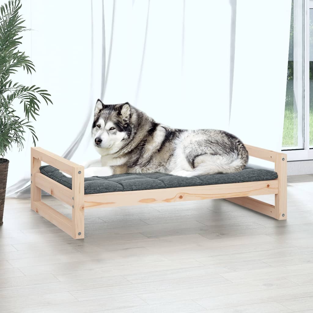 Pat pentru câini, 105,5x75,5x28 cm, lemn masiv de pin - Lando