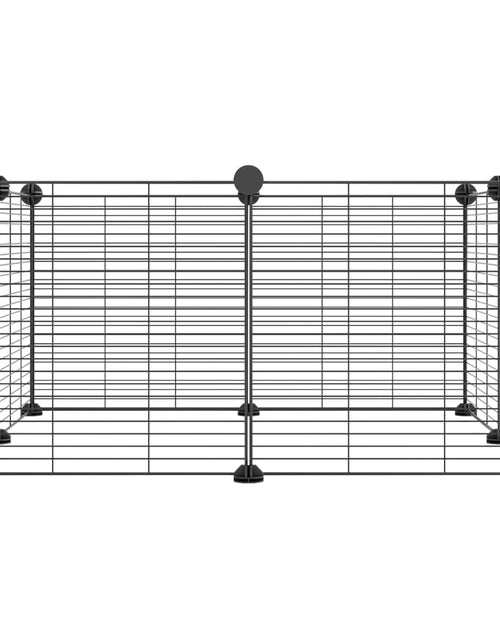 Загрузите изображение в средство просмотра галереи, Cușcă animale de companie, 8 panouri, negru, 35x35 cm, oțel Lando - Lando
