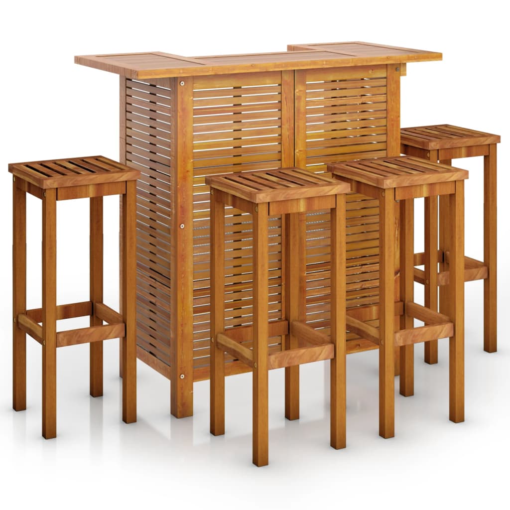 Set mobilier de bar de grădină, 5 piese, lemn masiv de acacia - Lando