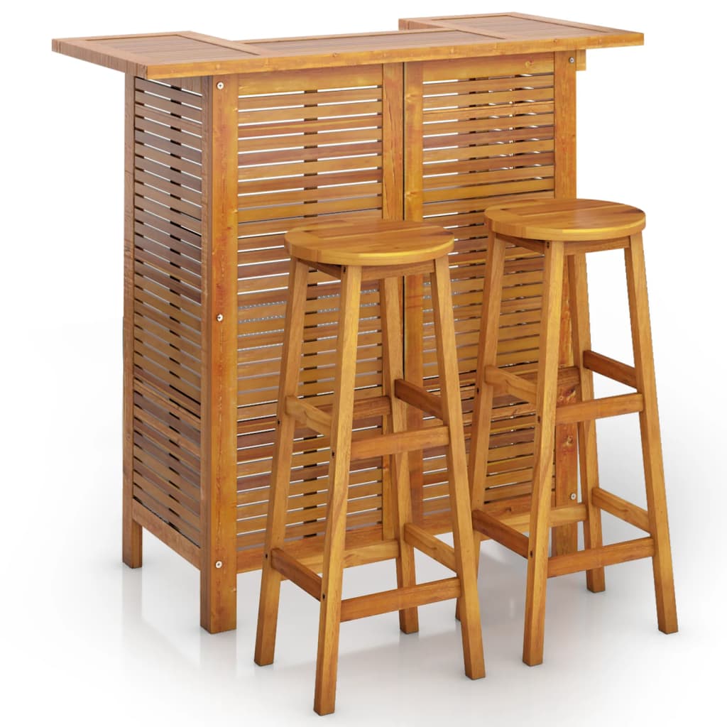 Set mobilier de bar de grădină, 3 piese, lemn masiv de acacia - Lando