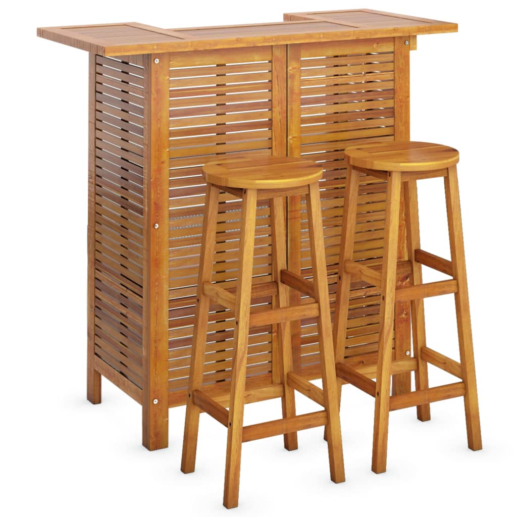 Set mobilier de bar de grădină, 3 piese, lemn masiv de acacia - Lando