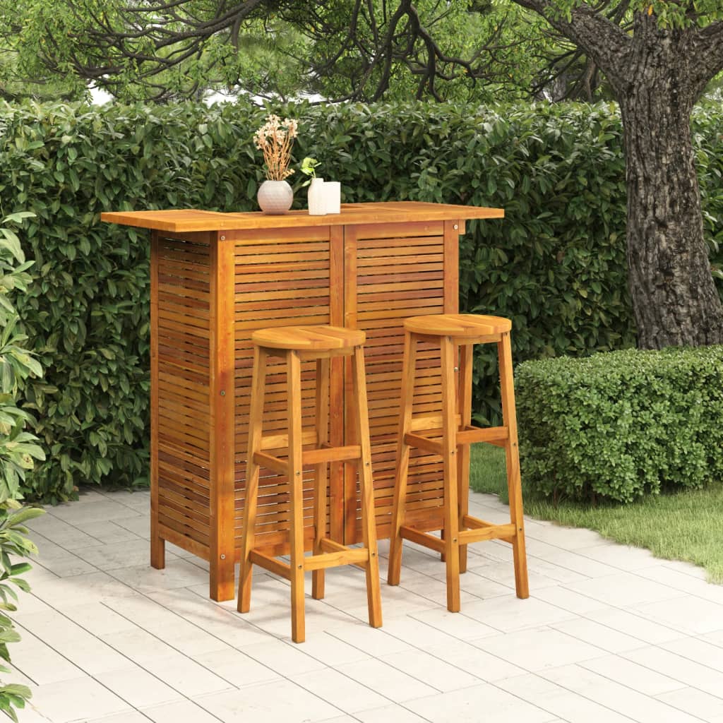 Set mobilier de bar de grădină, 3 piese, lemn masiv de acacia - Lando