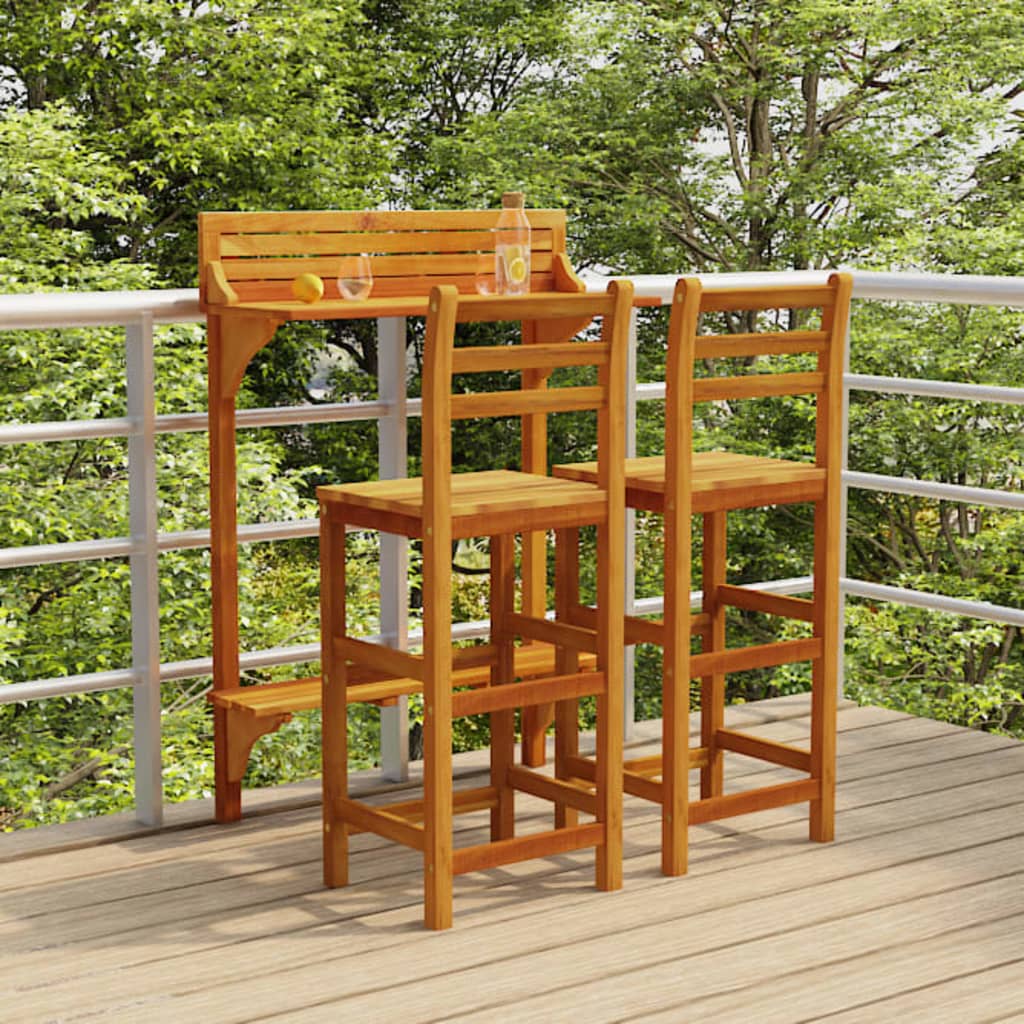 Set mobilier de bar de grădină, 3 piese, lemn masiv de acacia - Lando