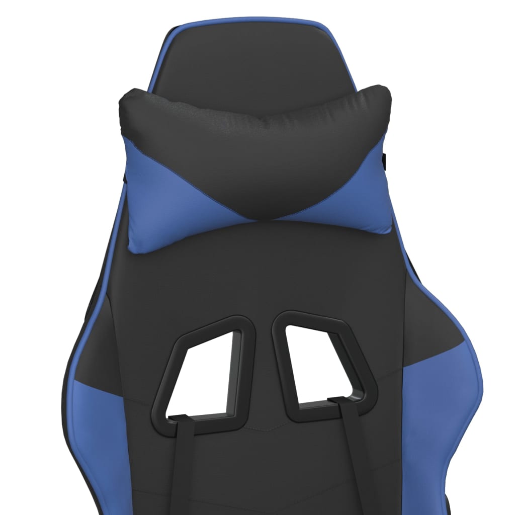 Scaun de gaming masaj/suport picioare negru&albastru piele eco - Lando