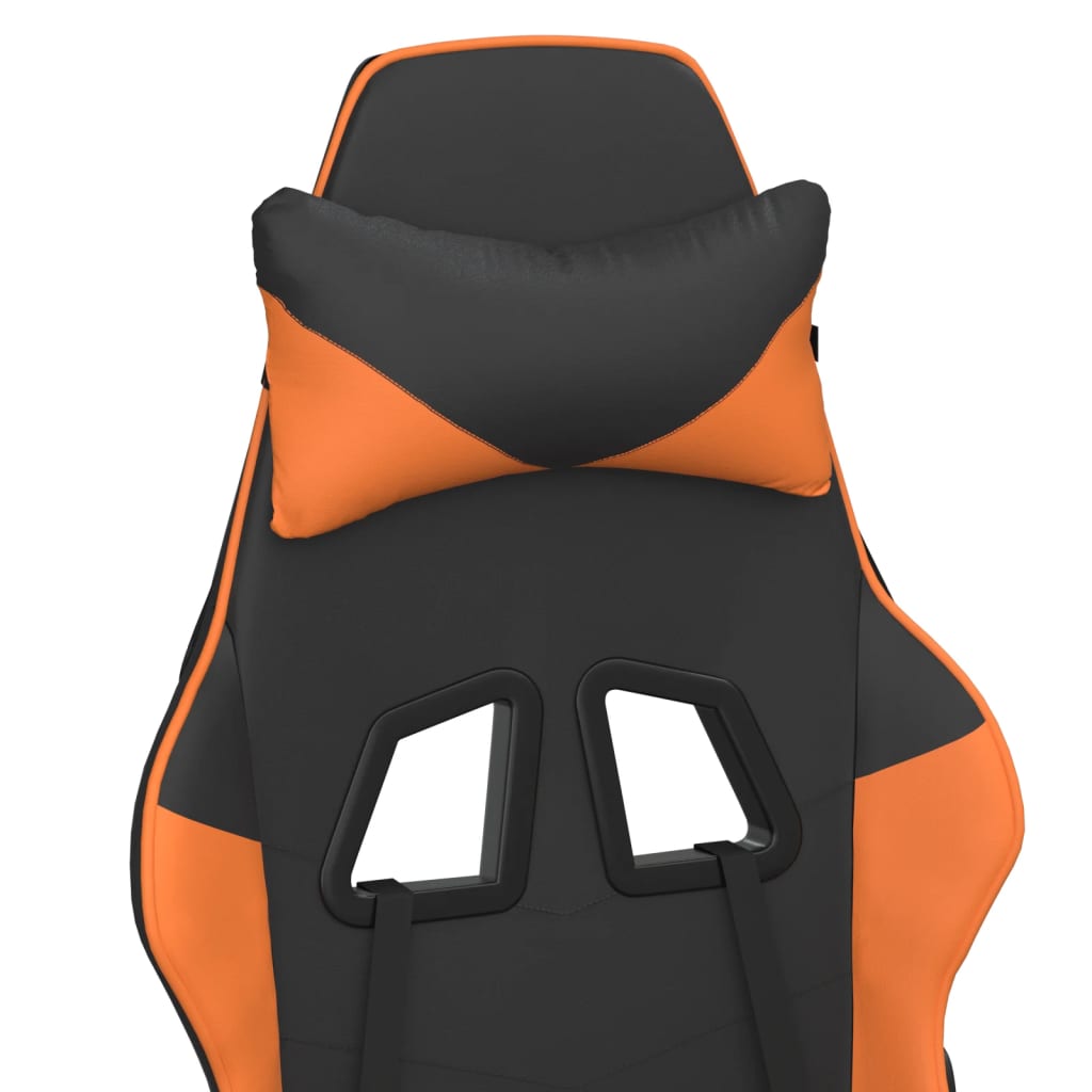 Scaun gaming masaj/suport picioare, negru/portocaliu, piele eco - Lando