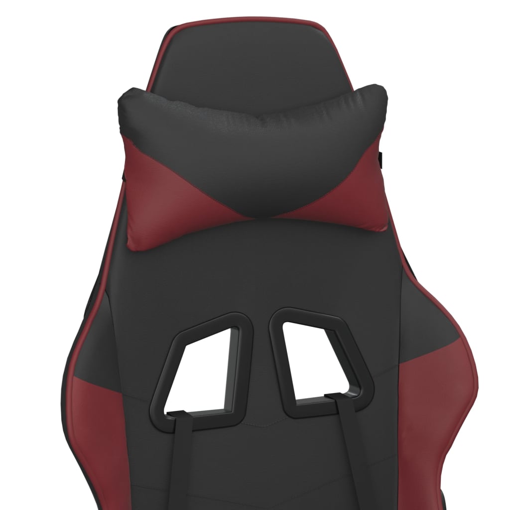 Scaun de gaming masaj/suport picioare negru/roșu vin piele eco - Lando