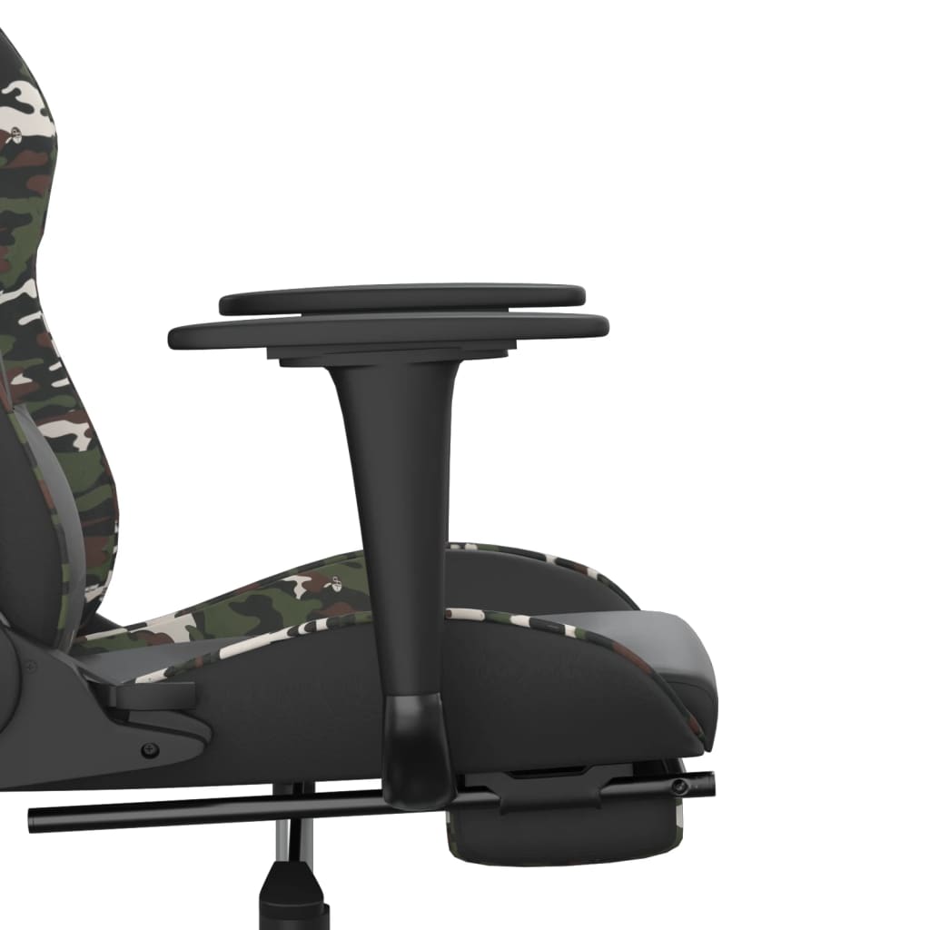 Scaun de gaming masaj/suport picioare negru/Camuflaj piele eco - Lando