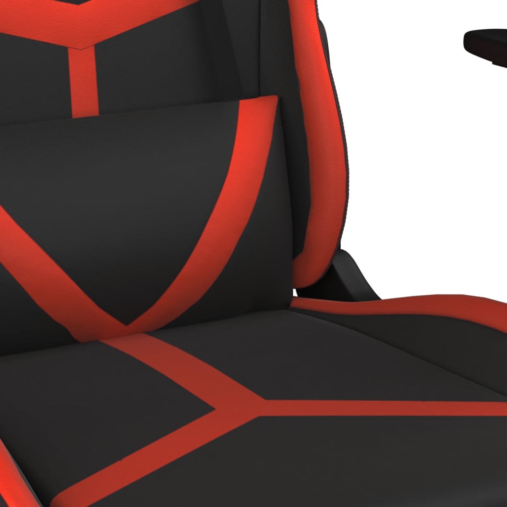 Scaun de gaming de masaj, negru și roșu, piele ecologică