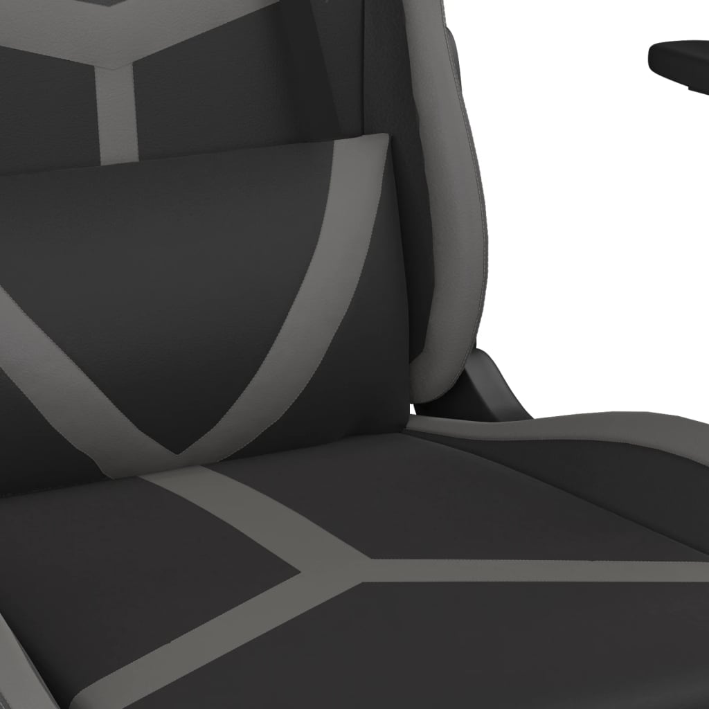 Scaun de gaming de masaj, negru și gri, piele ecologică - Lando
