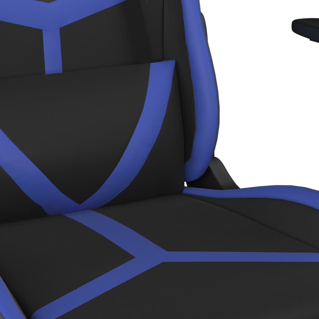 Scaun de gaming masaj/suport picioare negru/albastru piele eco - Lando