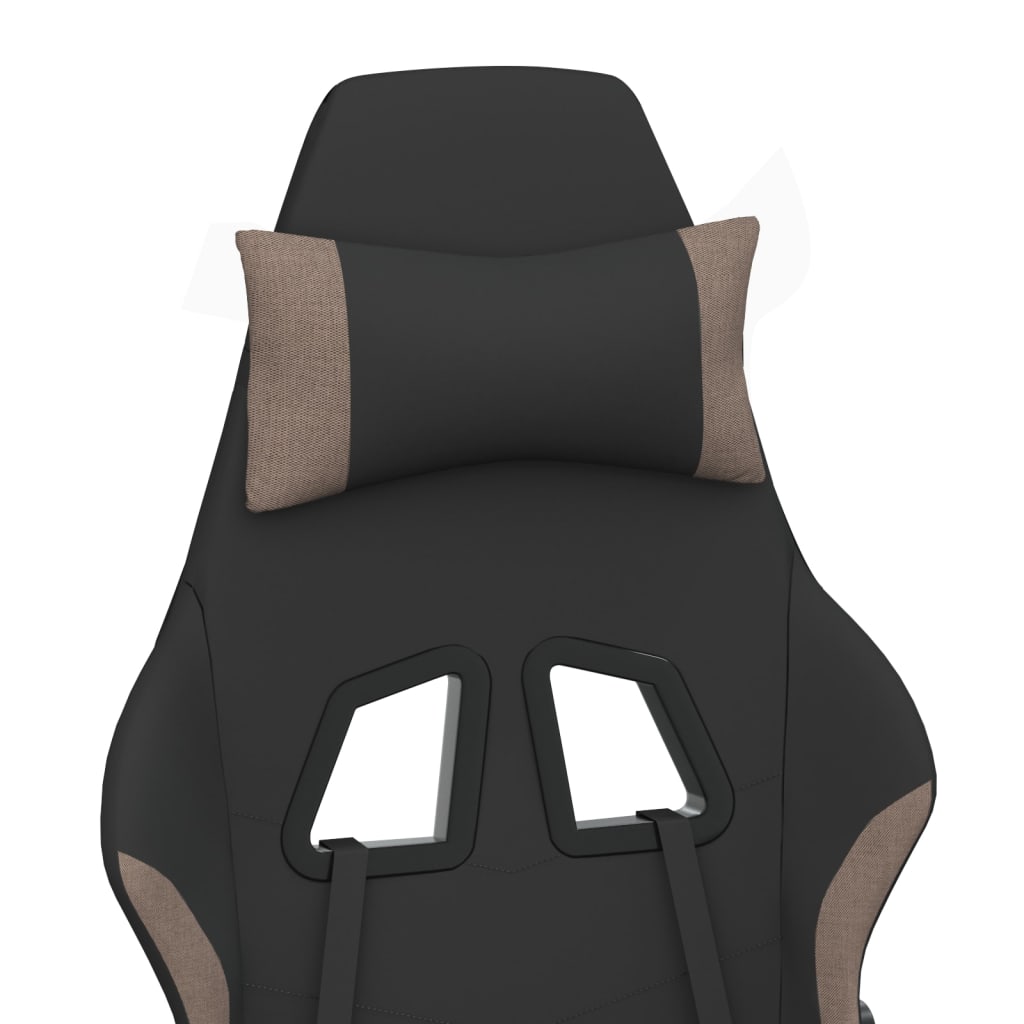 Scaun de gaming cu masaj/suport picioare, negru / taupe, textil - Lando