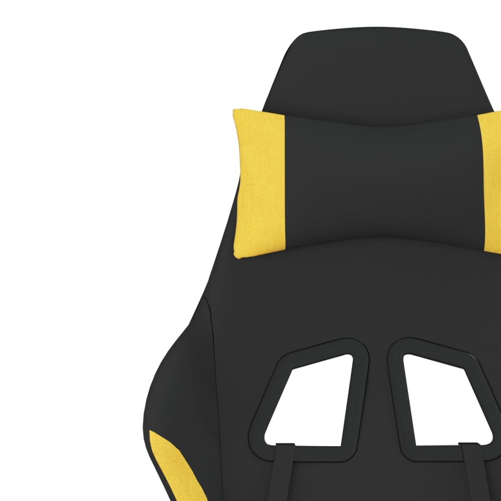 Scaun de gaming cu masaj/suport picioare, negru/galben, textil - Lando