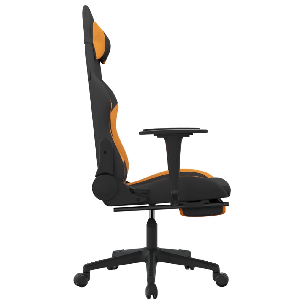 Scaun de gaming cu masaj/suport picioare, negru / oranj, textil - Lando