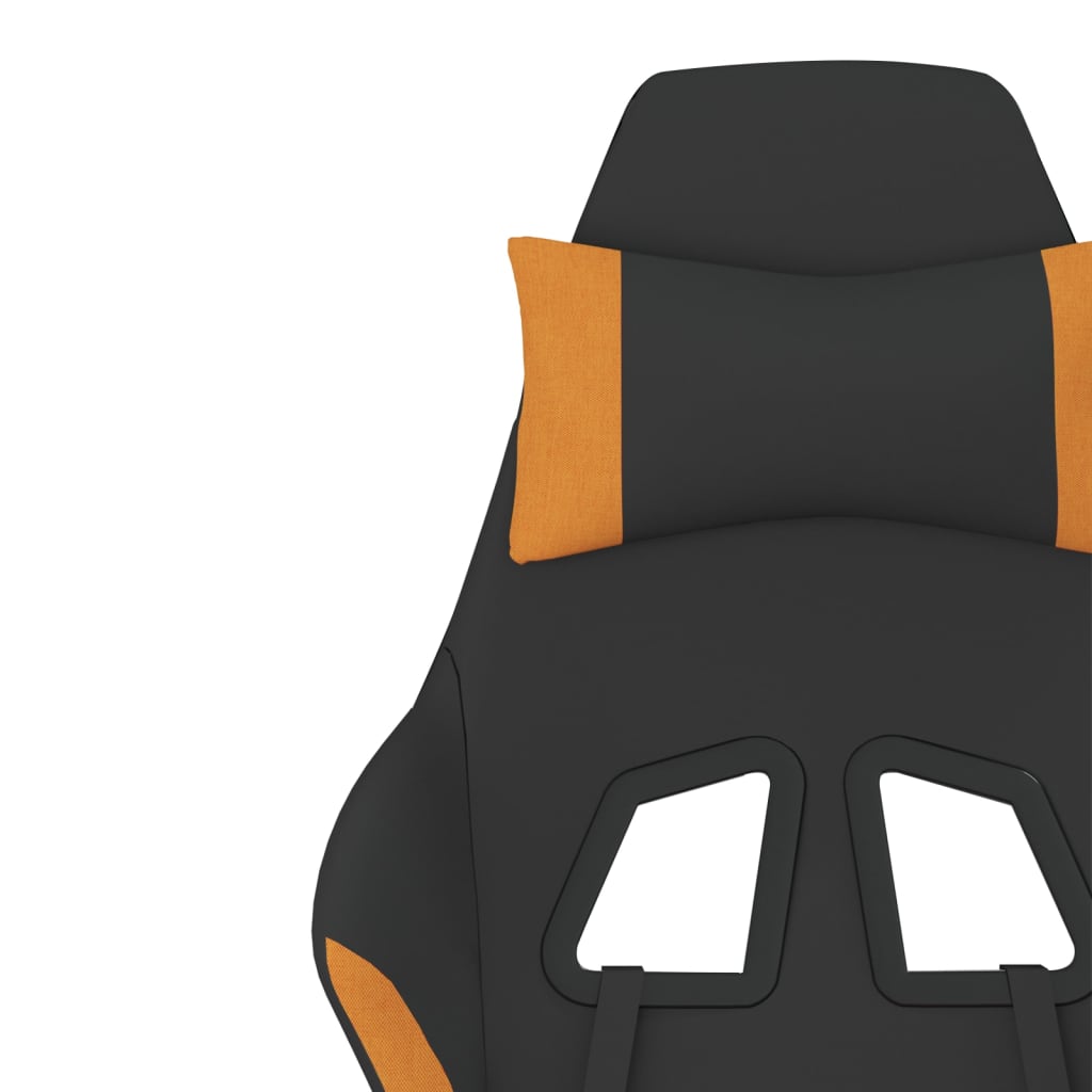 Scaun de gaming cu masaj/suport picioare, negru / oranj, textil - Lando