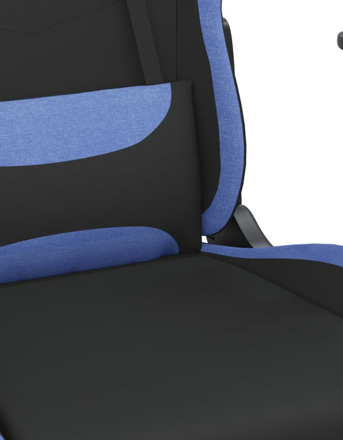 Încărcați imaginea în vizualizatorul Galerie, Scaun de gaming cu masaj/suport picioare, negru/albastru textil - Lando
