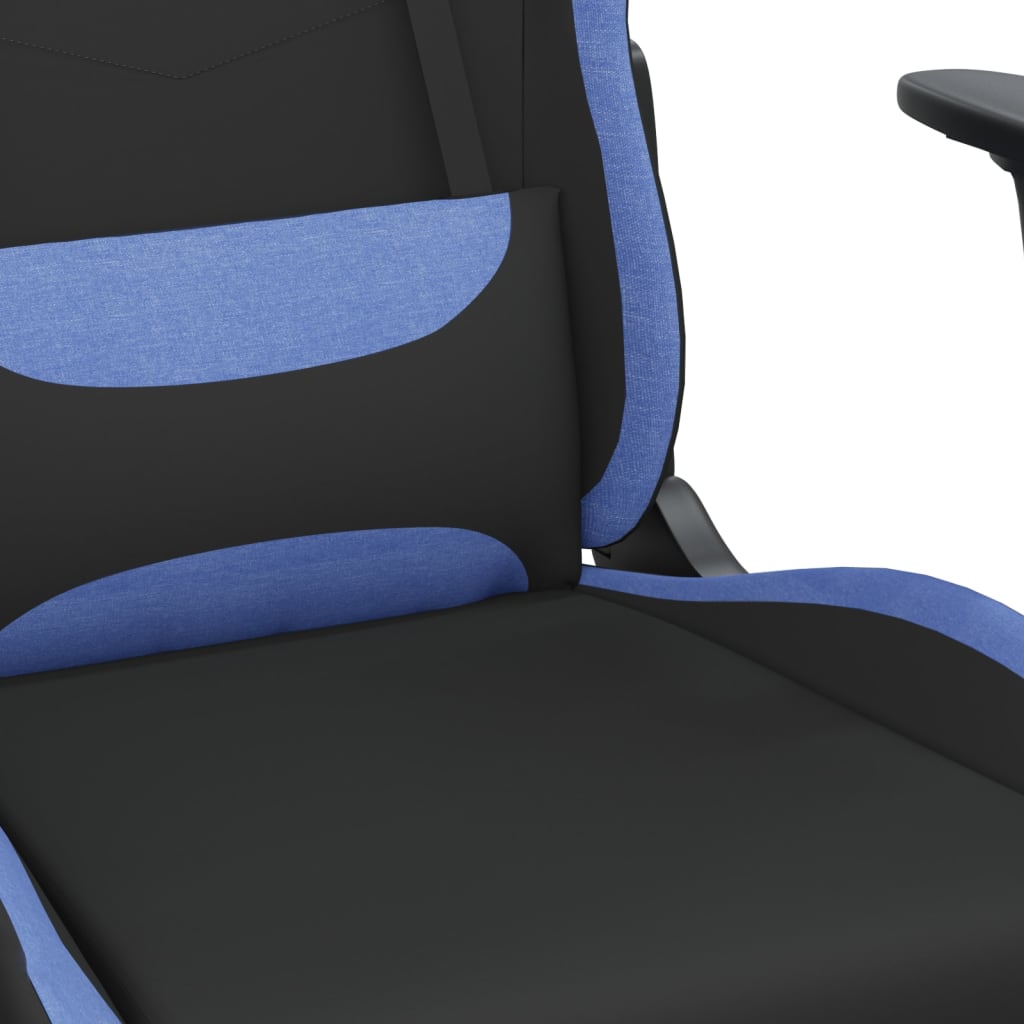 Scaun de gaming cu masaj/suport picioare, negru/albastru textil - Lando