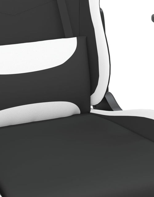 Încărcați imaginea în vizualizatorul Galerie, Scaun de gaming cu masaj/suport picioare, negru și alb, textil - Lando
