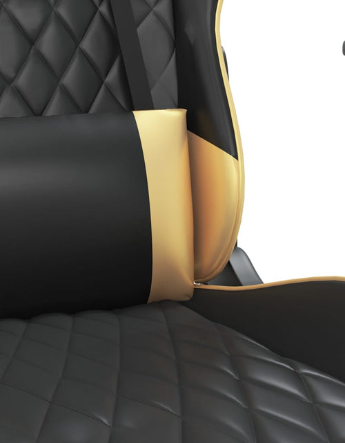 Încărcați imaginea în vizualizatorul Galerie, Scaun de gaming cu masaj/suport picioare negru/auriu piele eco - Lando
