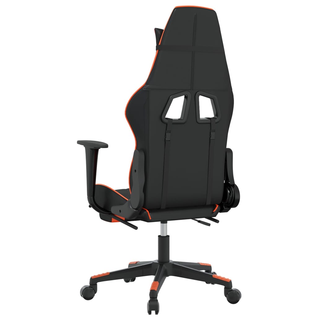 Scaun gaming masaj/suport picioare, negru/portocaliu, piele eco - Lando