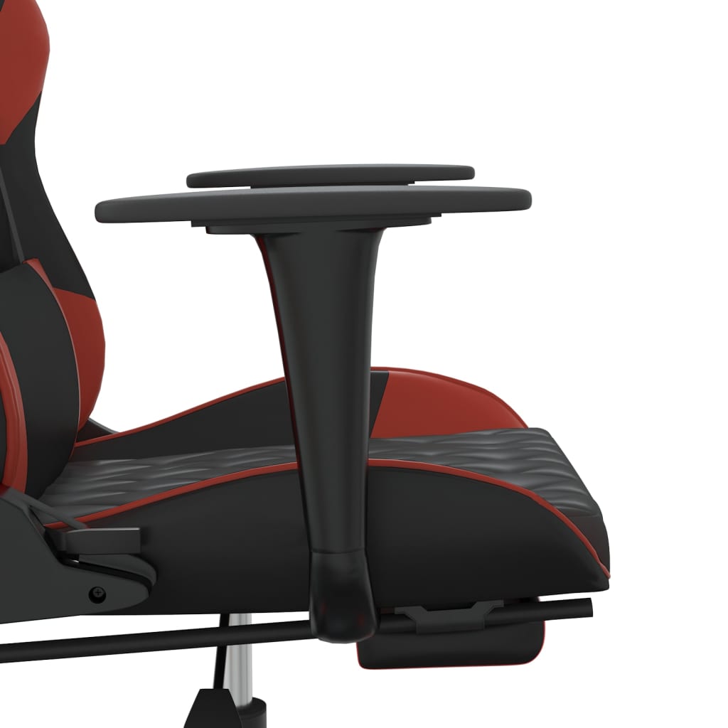 Scaun de gaming masaj/suport picioare negru/roșu vin piele eco - Lando