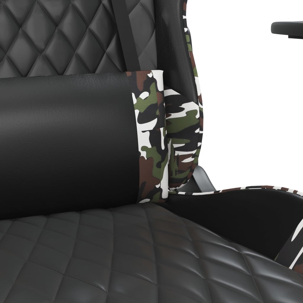 Scaun de gaming masaj/suport picioare negru/Camuflaj piele eco - Lando