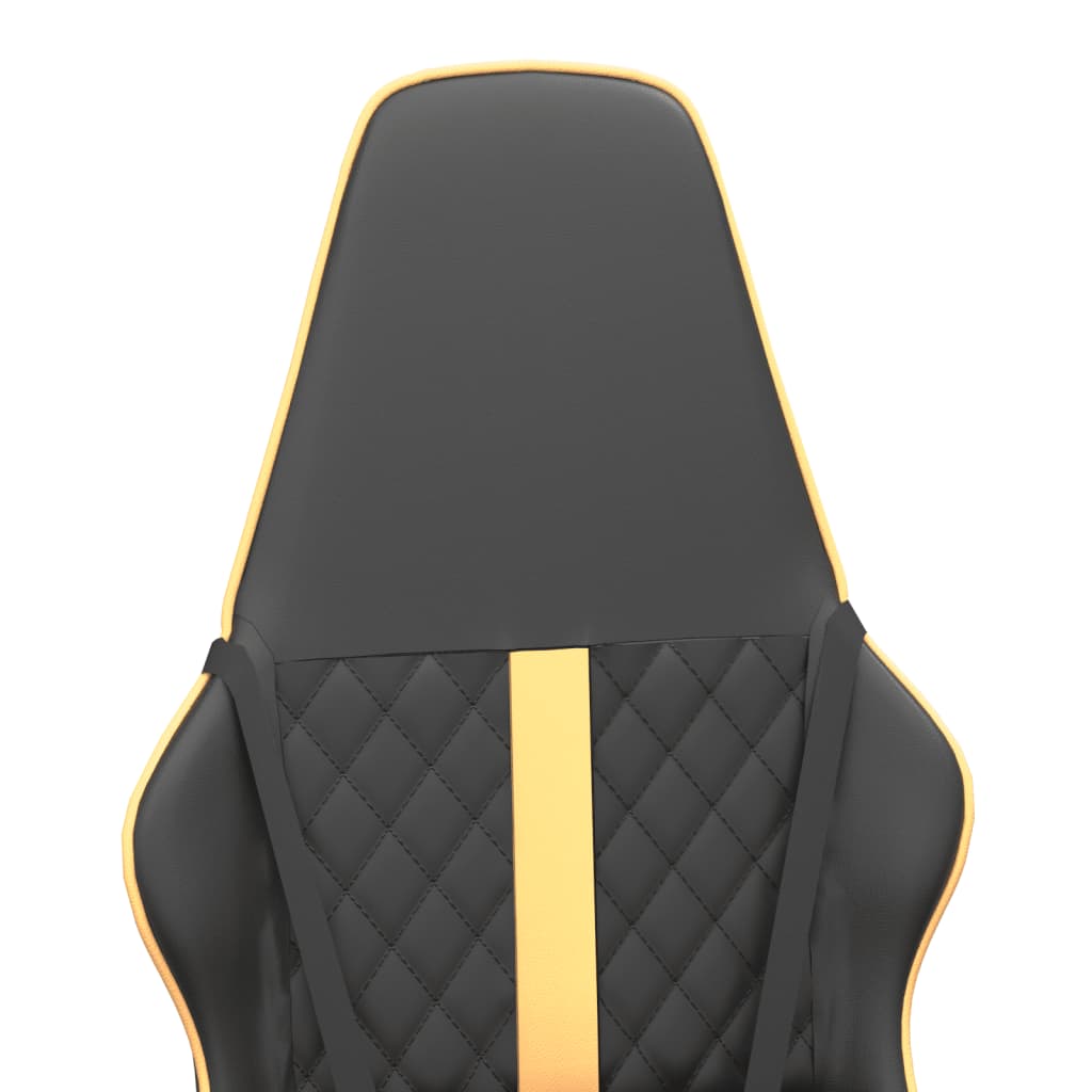 Scaun de gaming de masaj, negru și auriu, piele ecologică - Lando