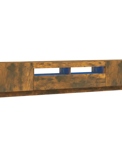 Încărcați imaginea în vizualizatorul Galerie, Set dulapuri TV cu LED, 2 piese, stejar fumuriu, lemn prelucrat Lando - Lando
