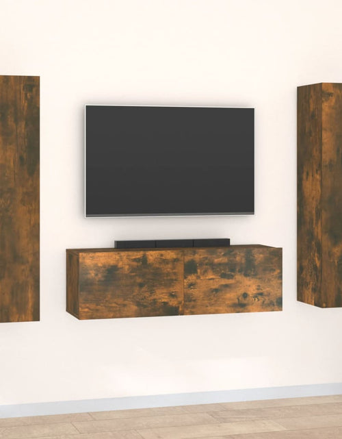 Încărcați imaginea în vizualizatorul Galerie, Set dulapuri TV, 3 piese, stejar fumuriu, lemn prelucrat Lando - Lando
