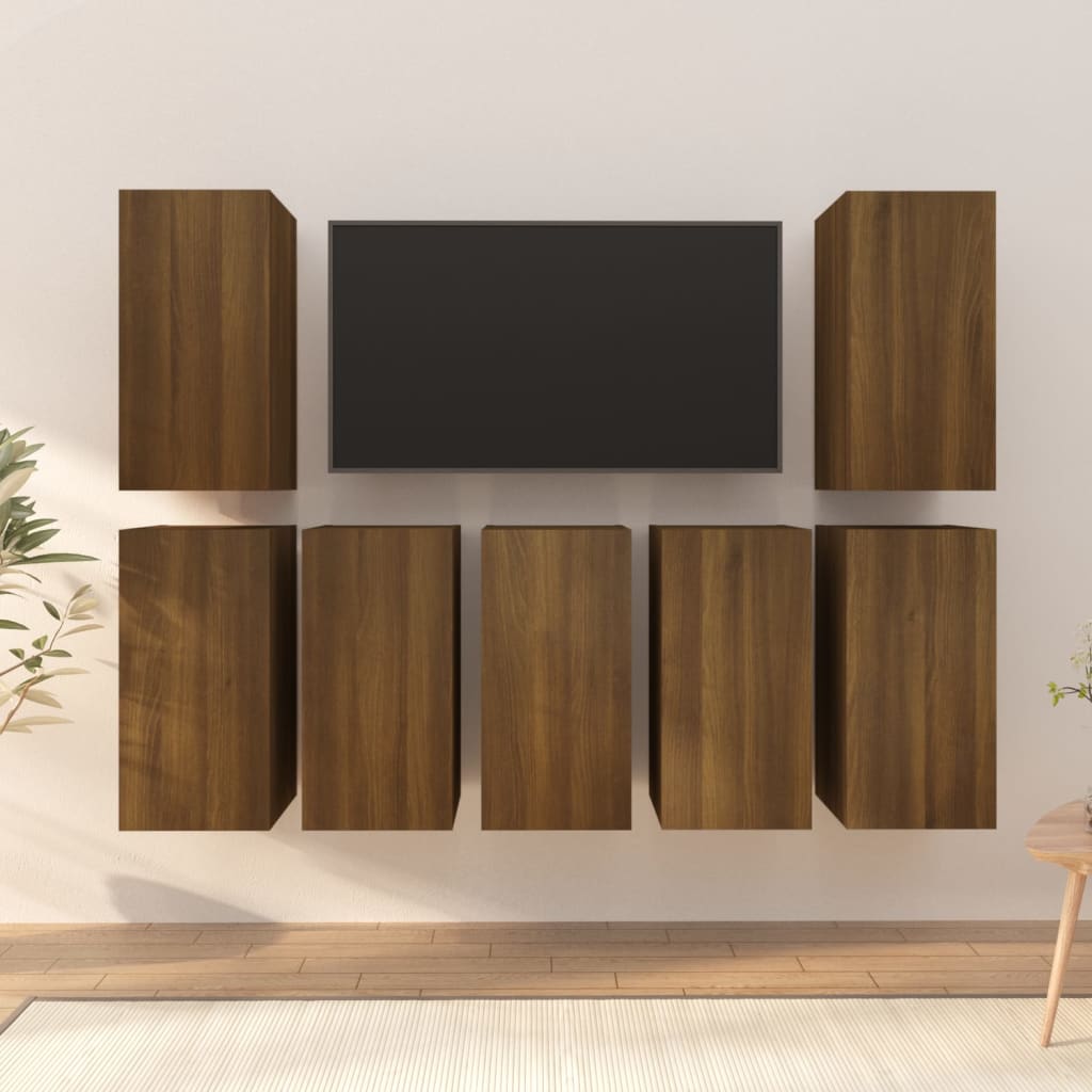 Dulapuri TV, 7 buc., stejar maro, 30,5x30x60 cm, lemn prelucrat Lando - Lando