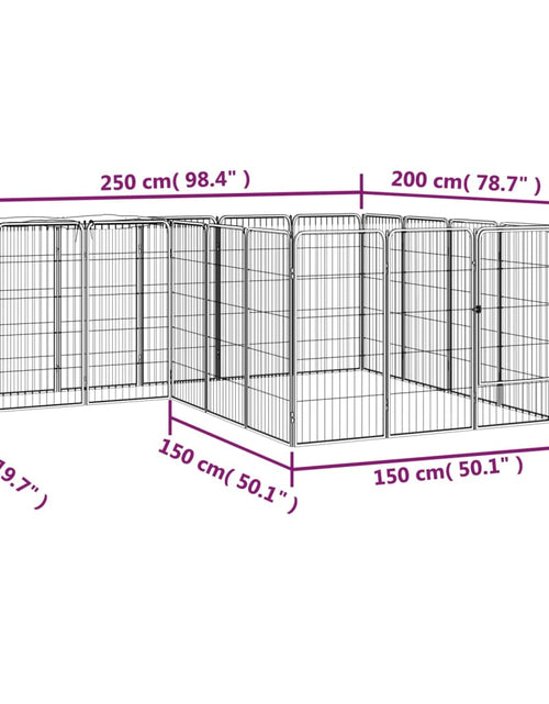 Загрузите изображение в средство просмотра галереи, Țarc câini 18 panouri negru 50x100 cm oțel vopsit electrostatic - Lando
