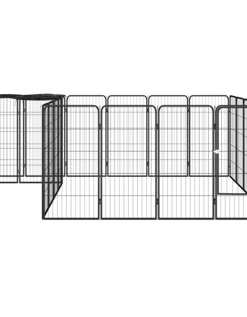 Загрузите изображение в средство просмотра галереи, Țarc câini 22 panouri negru 50x100 cm oțel vopsit electrostatic - Lando
