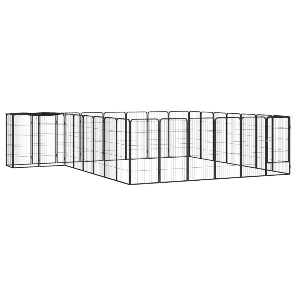 Țarc câini 30 panouri negru 50x100 cm oțel vopsit electrostatic - Lando