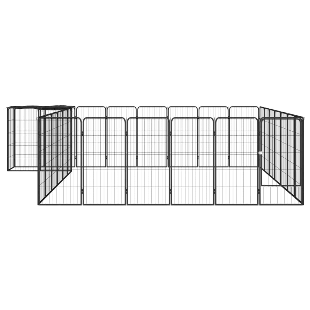 Țarc câini 30 panouri negru 50x100 cm oțel vopsit electrostatic - Lando