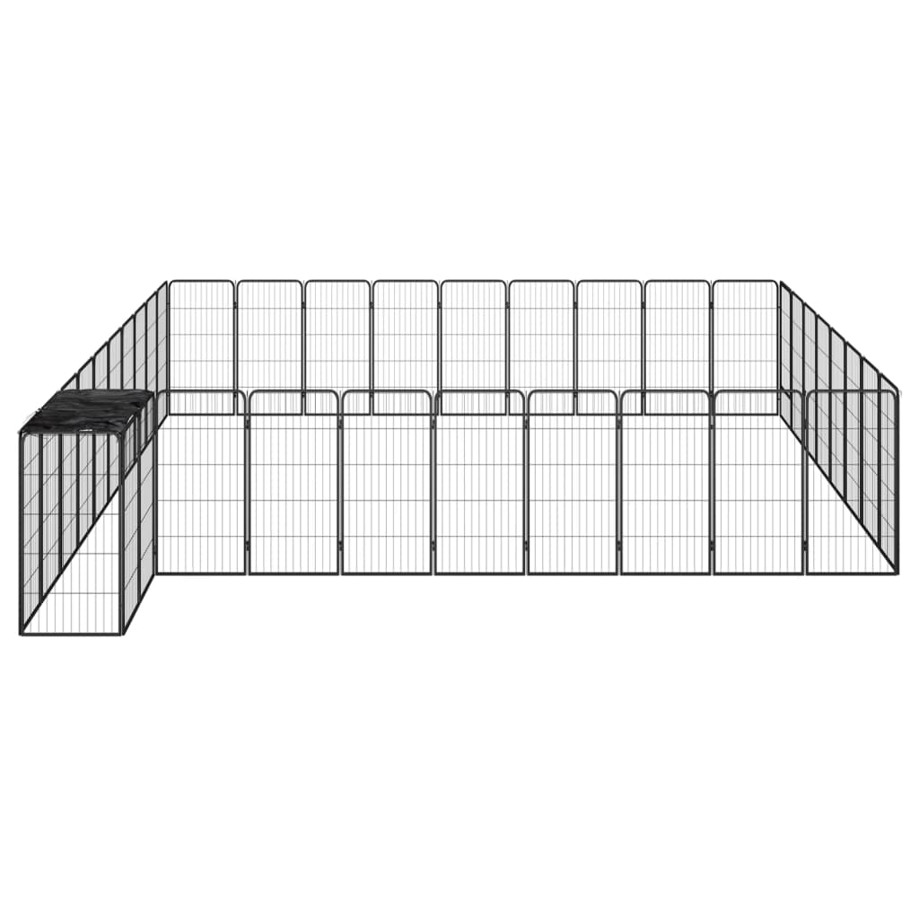 Țarc câini 38 panouri negru 50x100 cm oțel vopsit electrostatic - Lando