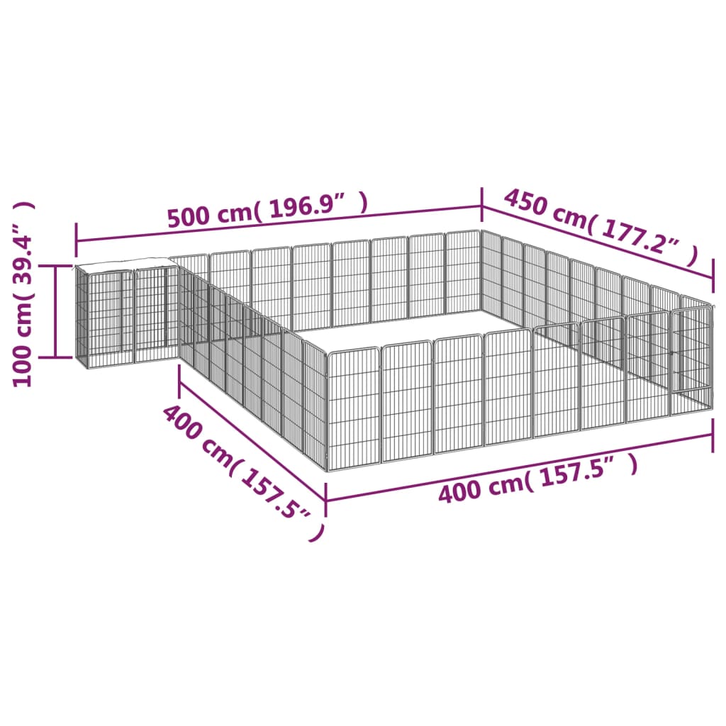 Țarc câini 38 panouri negru 50x100 cm oțel vopsit electrostatic - Lando