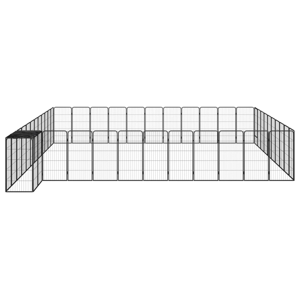 Țarc câini 46 panouri negru 50x100 cm oțel vopsit electrostatic - Lando