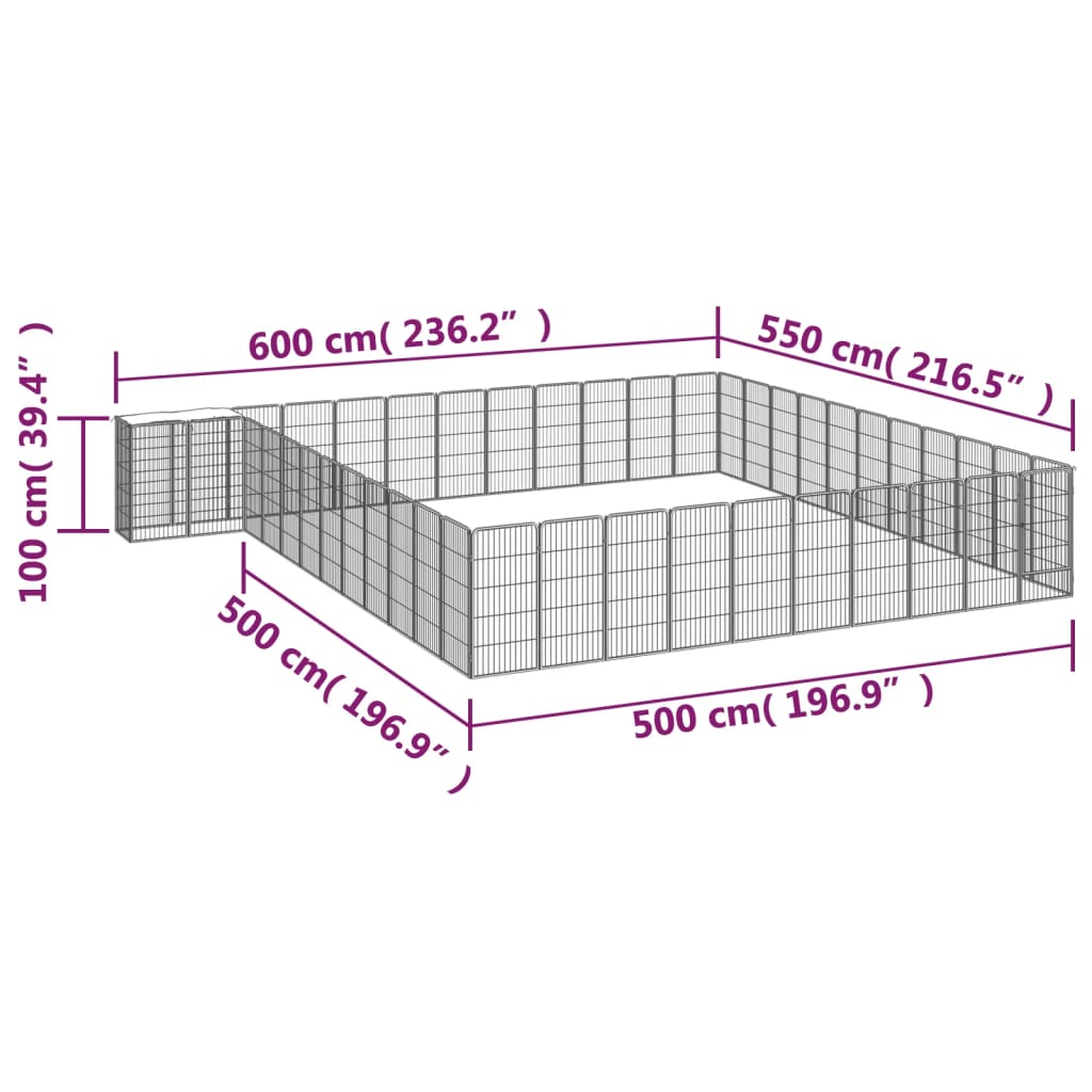 Țarc câini 46 panouri negru 50x100 cm oțel vopsit electrostatic - Lando