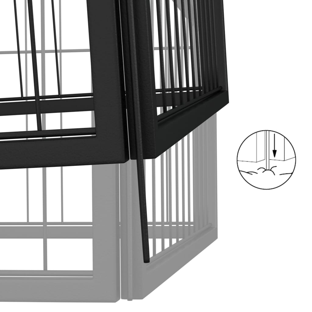 Țarc câini 8 panouri, negru 50x100 cm oțel vopsit electrostatic