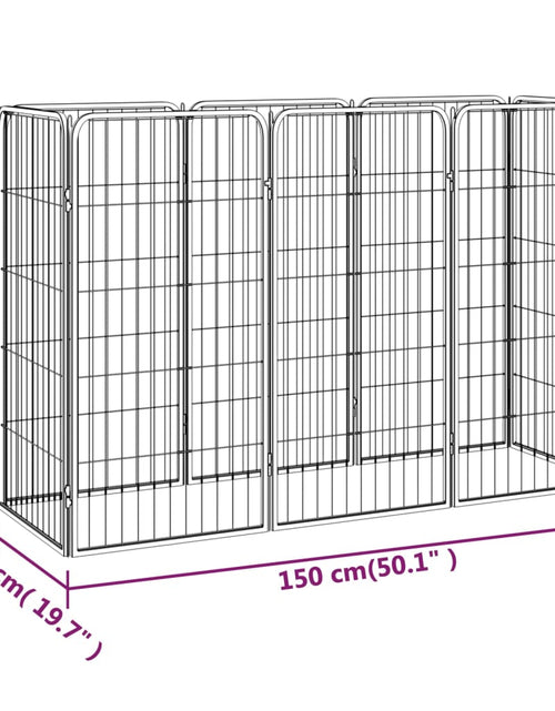 Încărcați imaginea în vizualizatorul Galerie, Țarc câini 8 panouri, negru 50x100 cm oțel vopsit electrostatic
