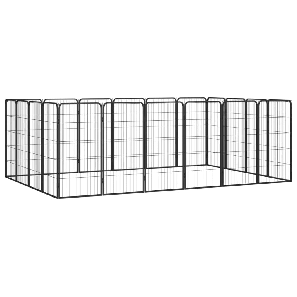 Țarc câini 20 panouri negru 50x100 cm oțel vopsit electrostatic - Lando