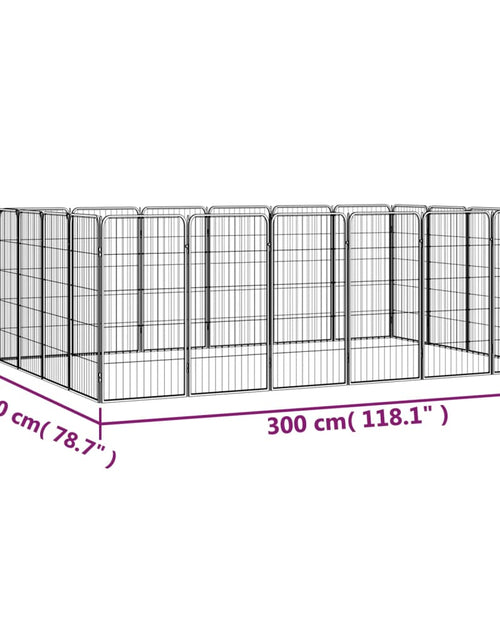 Загрузите изображение в средство просмотра галереи, Țarc câini 20 panouri negru 50x100 cm oțel vopsit electrostatic - Lando
