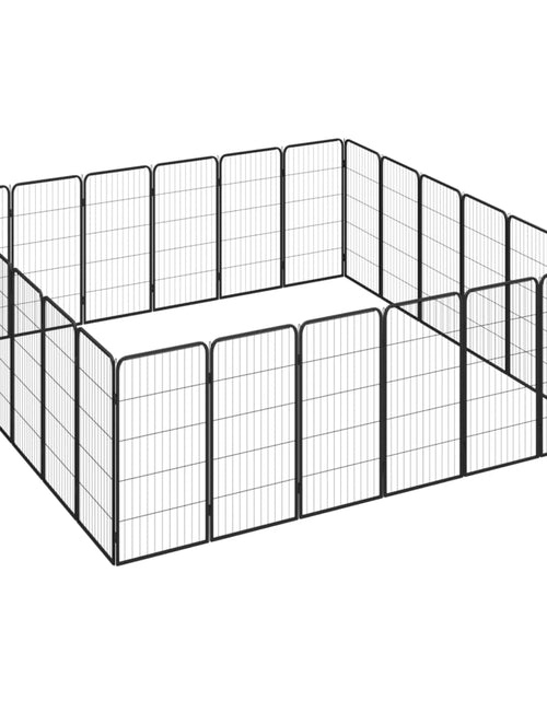 Загрузите изображение в средство просмотра галереи, Țarc câini 24 panouri negru 50x100 cm oțel vopsit electrostatic - Lando
