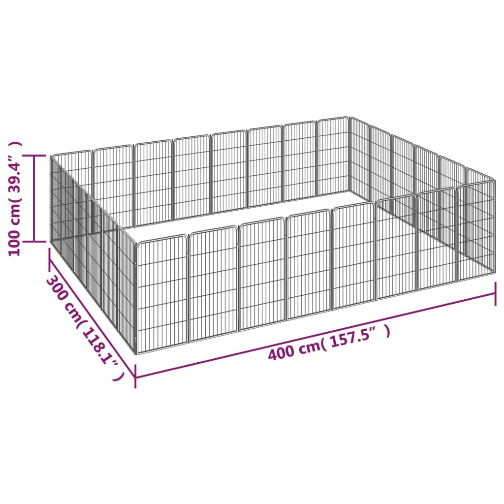 Țarc câini 28 panouri negru 50x100 cm oțel vopsit electrostatic - Lando