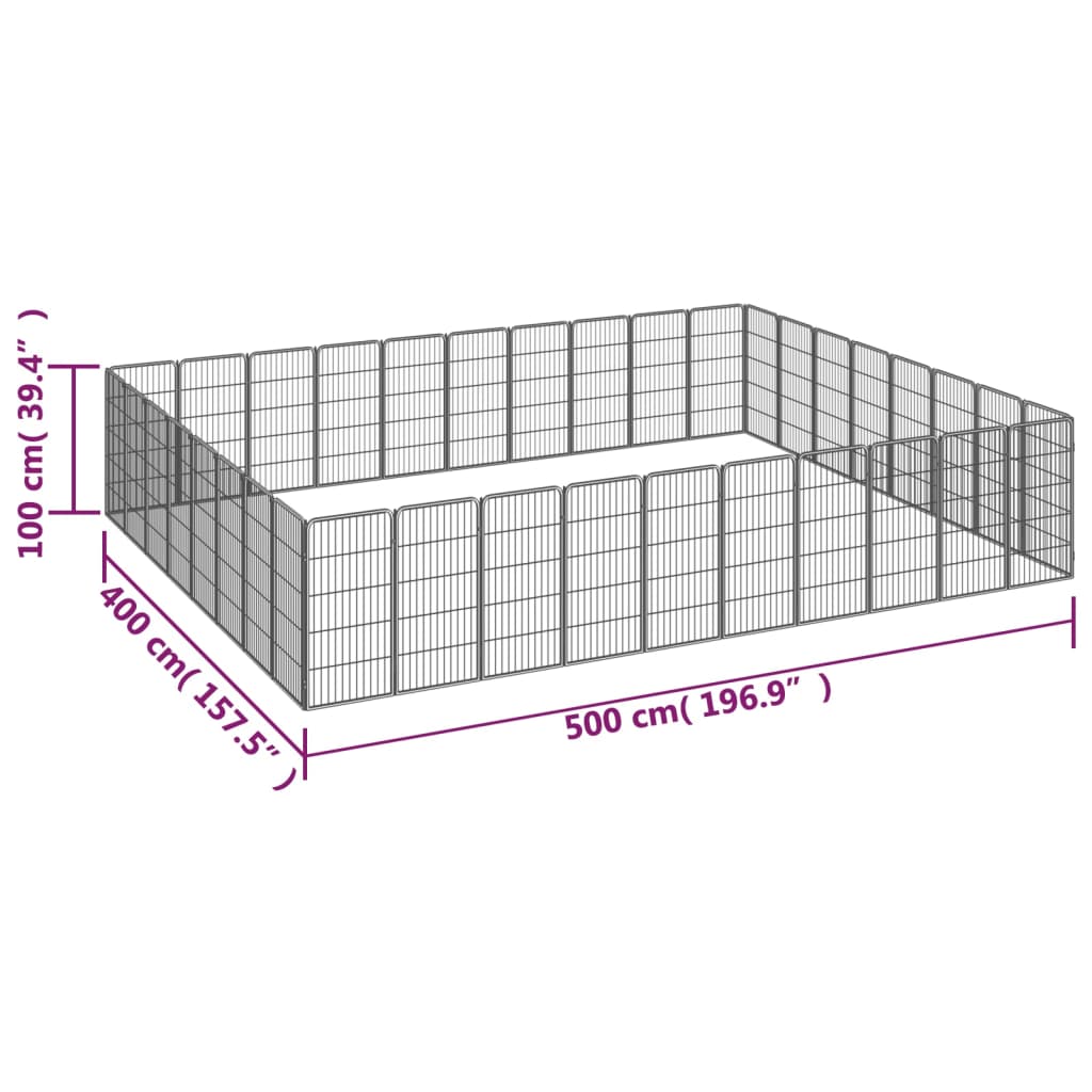 Țarc câini 36 panouri negru 50x100 cm oțel vopsit electrostatic - Lando