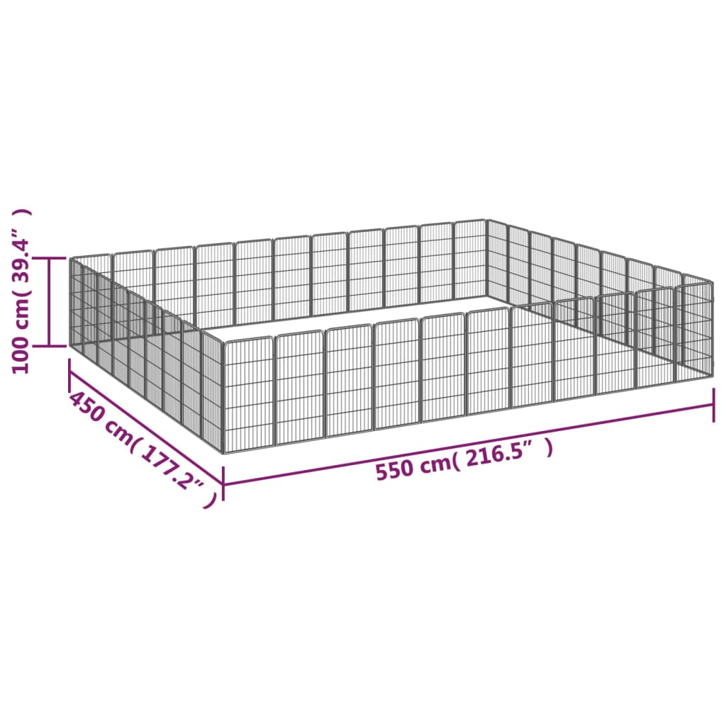 Țarc câini 40 panouri negru 50x100 cm oțel vopsit electrostatic - Lando