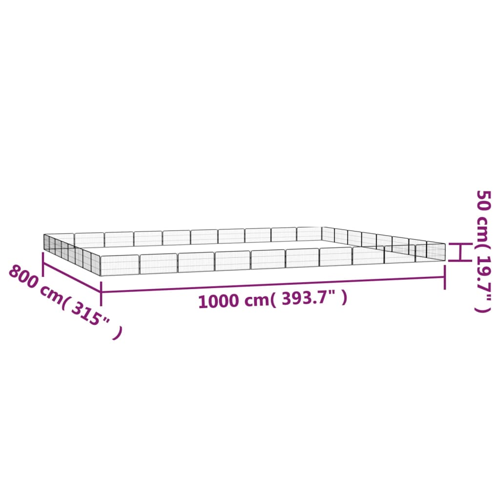 Țarc câini 36 panouri negru 100x50 cm oțel vopsit electrostatic - Lando