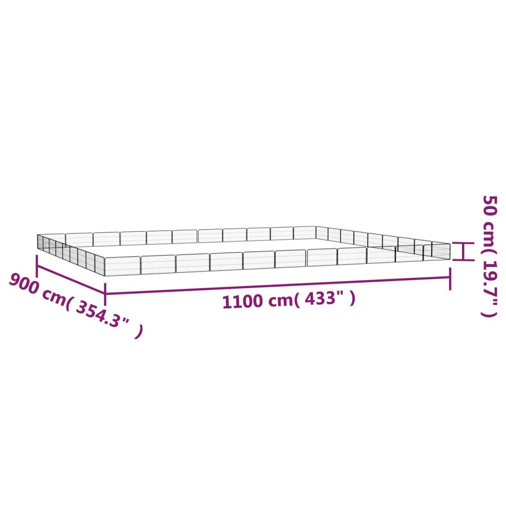 Țarc câini 40 panouri negru 100x50 cm oțel vopsit electrostatic - Lando