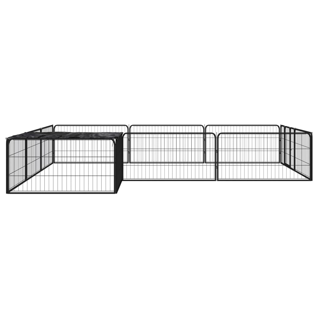 Țarc câini 12 panouri negru 100x50 cm oțel vopsit electrostatic - Lando