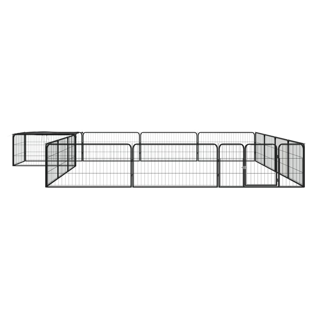 Țarc câini 16 panouri negru 100x50 cm oțel vopsit electrostatic - Lando