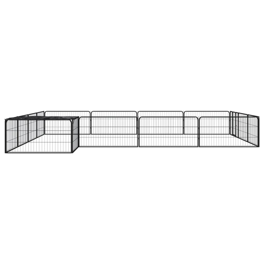 Țarc câini 16 panouri negru 100x50 cm oțel vopsit electrostatic - Lando